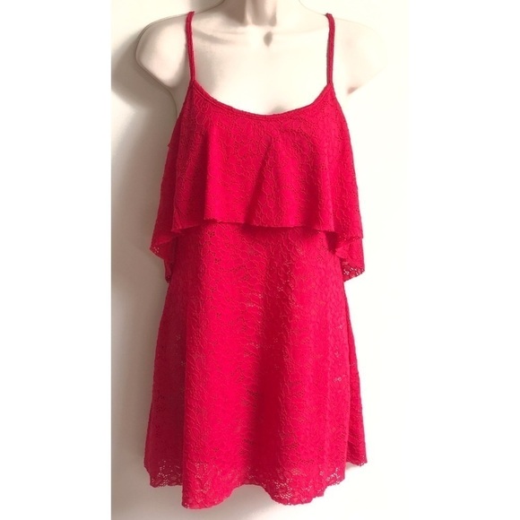 Betsey Johnson Dresses & Skirts - 🆕 Betsey Johnson solid red lace scoop neck pullover mini dress